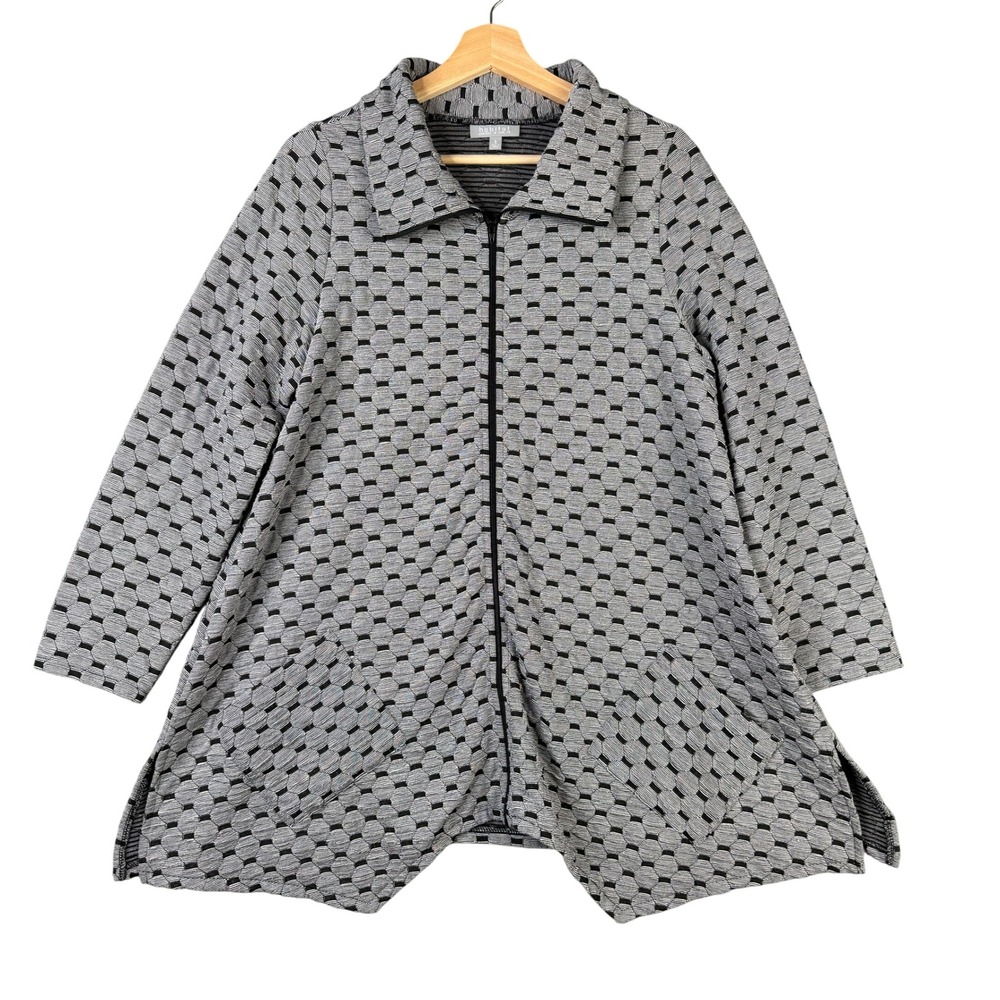 Habitat Clothes to Live In Grey Geometric Textured Full Zip Jacket Style 36616 S
